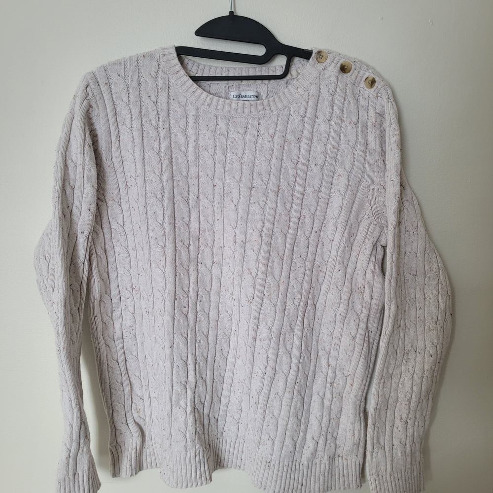 Croft & Barrow Beige Cable Knit Sweater with Button Detail